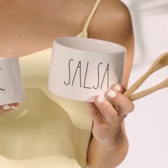 RAE DUNN ARTISAN GUAC and SALSA SET WITH 2 BAMBOO SPOONS - Picture 4 of 14